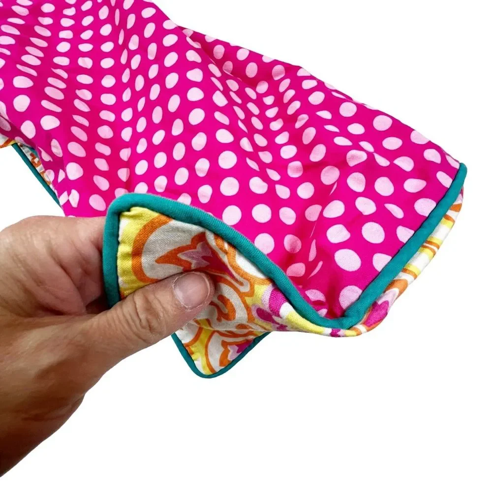 2 Caden Lane Standard Pillow Shams Pink Polka Dot & Ylw Orange Mosaic 100%Cotton